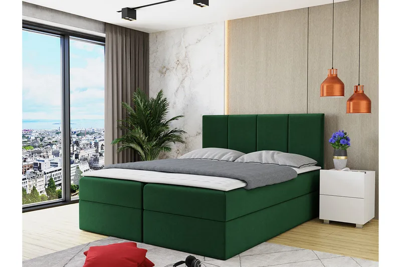 Laggano Kontinentalsäng 140x200 cm + Bäddmadrass - Grön - Möbler - Säng - Kontinentalsäng