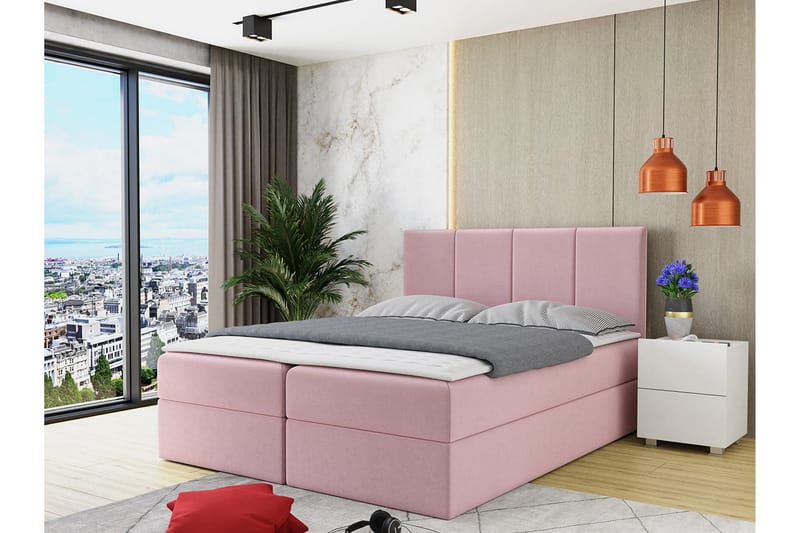 Laggano Kontinentalsäng 140x200 cm + Bäddmadrass - Rosa - Möbler - Säng - Kontinentalsäng