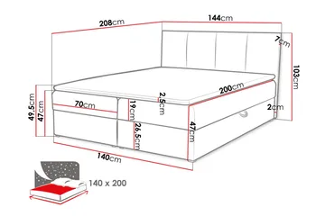 Laggano Kontinentalsäng 140x200 cm + Bäddmadrass - Rosa - Möbler - Säng - Kontinentalsäng