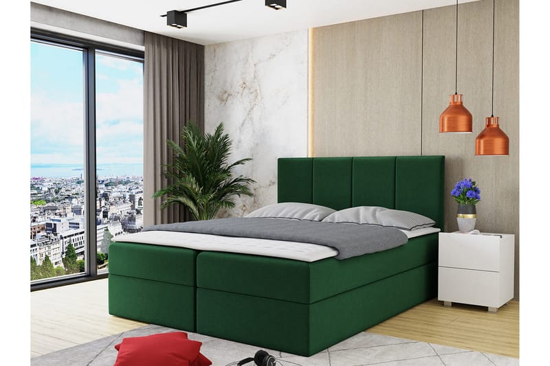 Laggano Kontinentalsäng 180x200 cm + Bäddmadrass  Grön - Grön - Möbler - Säng - Kontinentalsäng