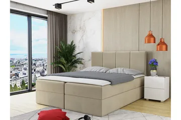 Laggano Kontinentalsäng 180x200 cm + Bäddmadrass Beige - Beige - Möbler - Säng - Kontinentalsäng