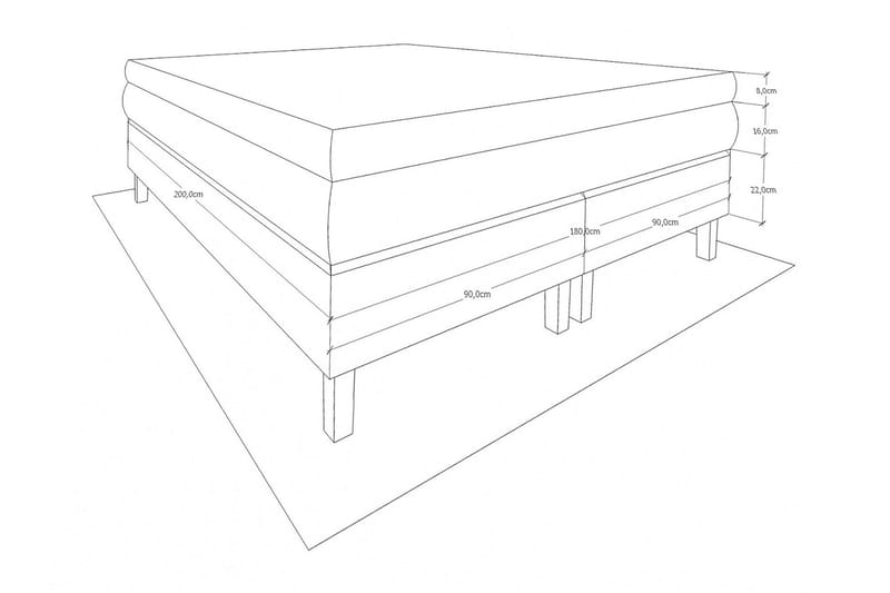 Layla Kontinentalsäng 160x200 cm - (+Fler val) - Komplett sängpaket - Kontinentalsäng