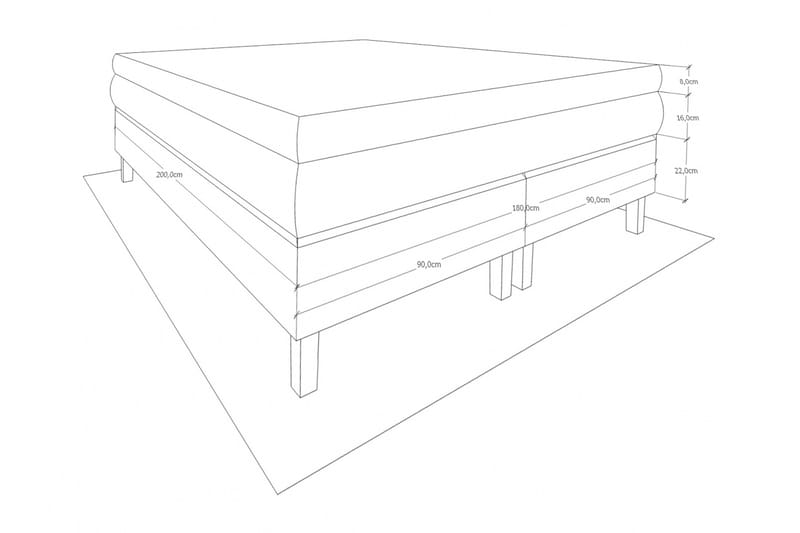 Layla Sängpaket Kontinentalsäng 160x200 - Ljusgrå - Komplett sängpaket - Kontinentalsäng