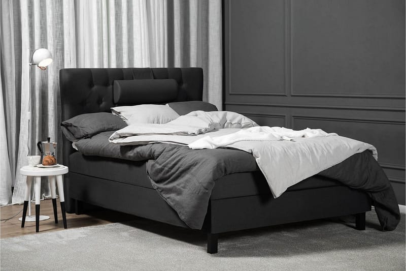 Lucky Komplett Sängpaket 120x200 Latex Diamant Sänggavel - Nackkudde Liten Svart/Grå - Möbler - Säng - Kontinentalsäng