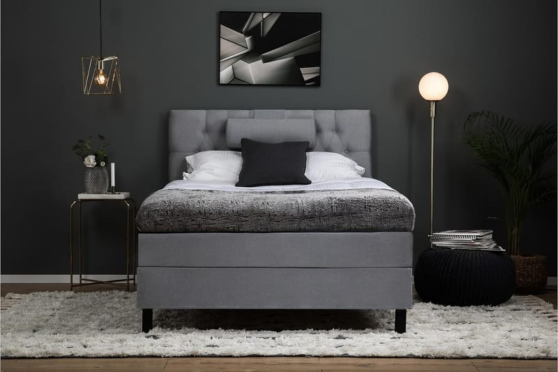 Lucky Komplett Sängpaket 120x200 Latex Diamant Sänggavel - Nackkudde Stor Mellangrå - Möbler - Säng - Komplett sängpaket