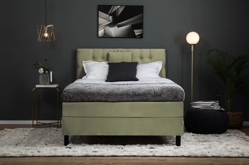 Lucky Komplett Sängpaket 120x200 Memory Diamant Sänggavel - Grön - Möbler - Säng - Kontinentalsäng