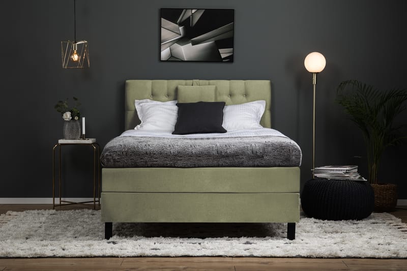 Lucky Komplett Sängpaket 120x200 Memory Diamant Sänggavel - Grön - Möbler - Säng - Komplett sängpaket