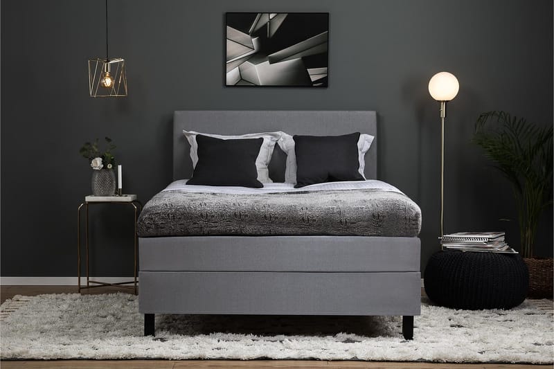 Lucky Komplett Sängpaket 120x200 Memory Slät Sänggavel  M - Mellangrå - Möbler - Säng - Kontinentalsäng