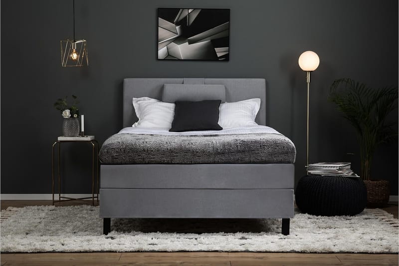Lucky Komplett Sängpaket 120x200 Memory Slät Sänggavel  N - Nackkudde Stor Mellangrå - Möbler - Säng - Kontinentalsäng