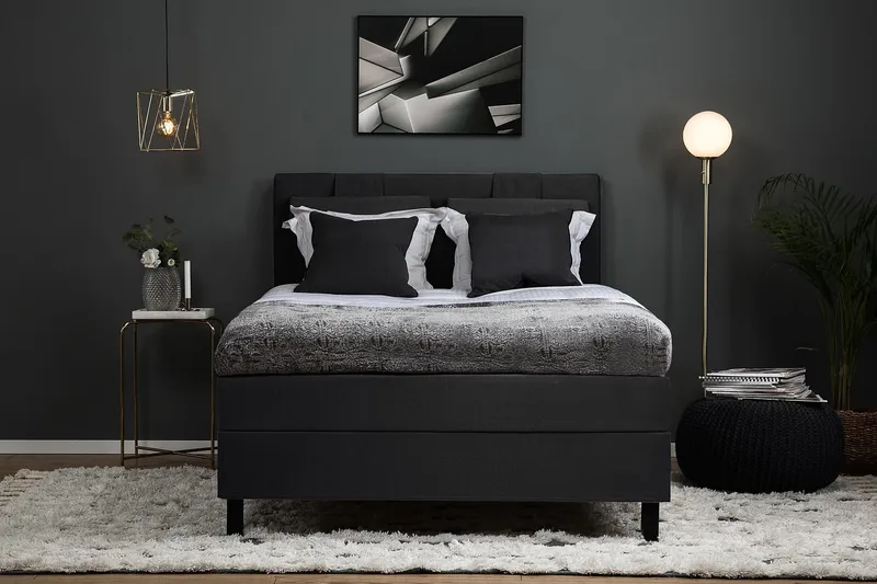 Lucky Komplett Sängpaket 120x200 Memory Slät Sänggavel  S - Svart/Grå - Möbler - Säng - Kontinentalsäng