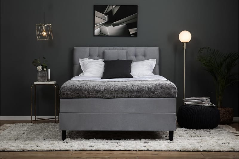 Lucky Komplett Sängpaket 120x200 Skum Diamant Sänggavel - Grå - Möbler - Säng - Kontinentalsäng