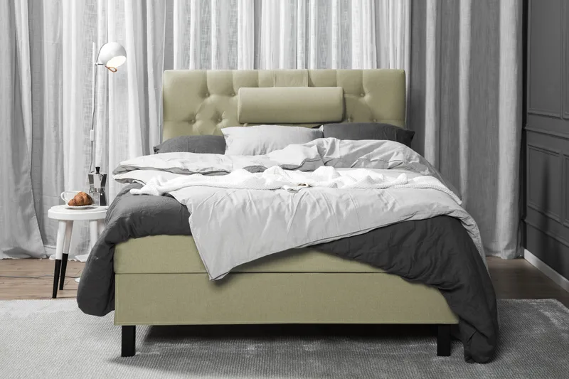 Lucky Komplett Sängpaket 120x200 Skum Diamant Sänggavel - Nackkudde Stor Grön - Möbler - Säng - Kontinentalsäng