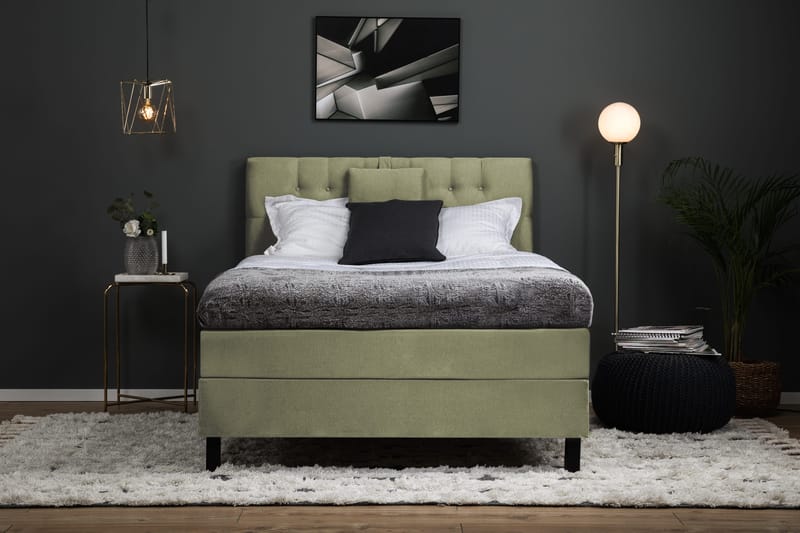 Lucky Komplett Sängpaket 120x200 Skum Diamant Sänggavel - Nackkudde Stor Grön - Möbler - Säng - Kontinentalsäng