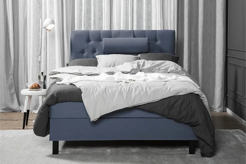 Lucky Komplett Sängpaket 120x200 Skum Diamant Sänggavel - Nackkudde Stor Mörkblå - Möbler - Säng - Kontinentalsäng