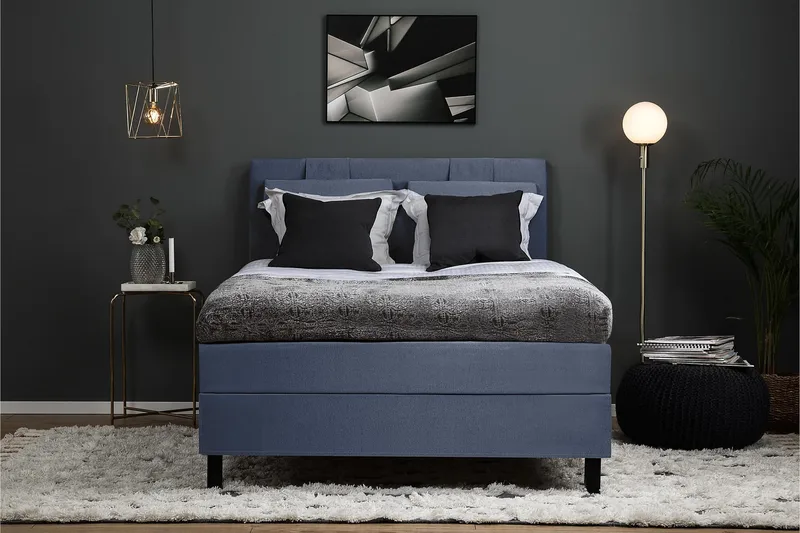 Lucky Komplett Sängpaket 120x200 Skum Slät Sänggavel  Mör - Mörkblå - Möbler - Säng - Kontinentalsäng