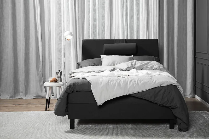 Lucky Komplett Sängpaket 120x200 Skum Slät Sänggavel  Nac - Nackkudde Stor Svart/Grå - Möbler - Säng - Kontinentalsäng