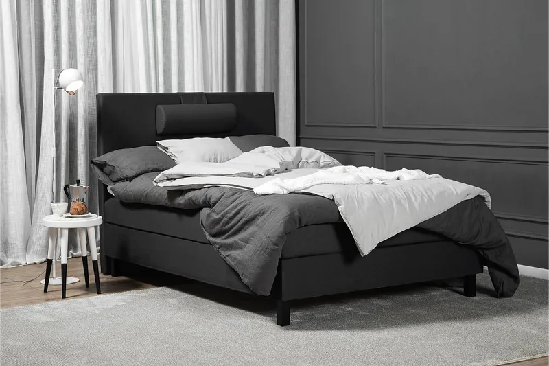 Lucky Komplett Sängpaket 120x200 Skum Slät Sänggavel  Nac - Nackkudde Stor Svart/Grå - Möbler - Säng - Kontinentalsäng