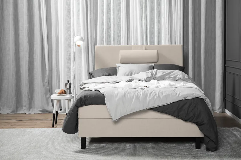 Lucky Komplett Sängpaket 120x200 Skum Slät Sänggavel - Nackkudde Stor Beige - Möbler - Säng - Kontinentalsäng