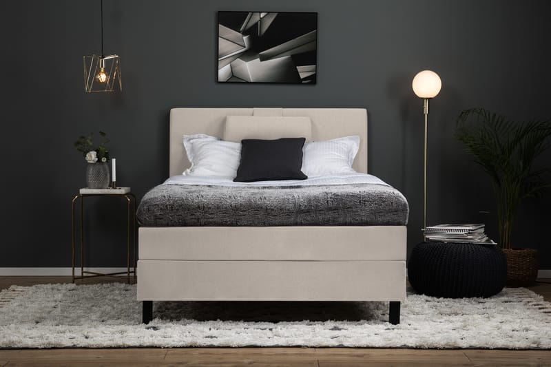 Lucky Komplett Sängpaket 120x200 Skum Slät Sänggavel - Nackkudde Stor Beige - Möbler - Säng - Kontinentalsäng