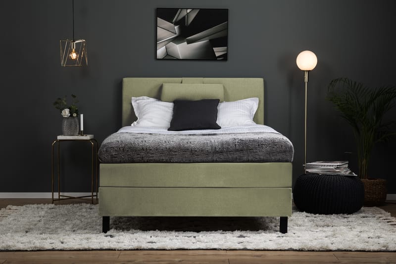 Lucky Komplett Sängpaket 120x200 Skum Slät Sänggavel - Nackkudde Stor Grön - Möbler - Säng - Kontinentalsäng
