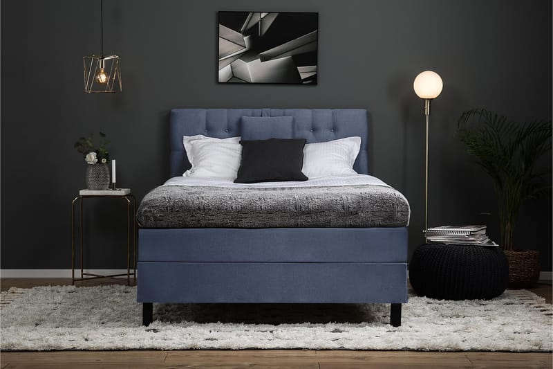 Lucky Komplett Sängpaket 120x200 Polyeter Diamant Sänggavel - Nackkudde Liten Mörkblå - Möbler - Säng - Kontinentalsäng