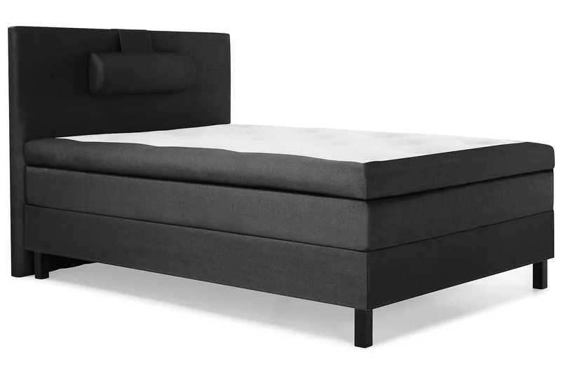 Lucky Komplett Sängpaket 120x200 Polyeter Slät Sänggavel - Nackkudde Stor Svart/Grå - Möbler - Säng - Kontinentalsäng