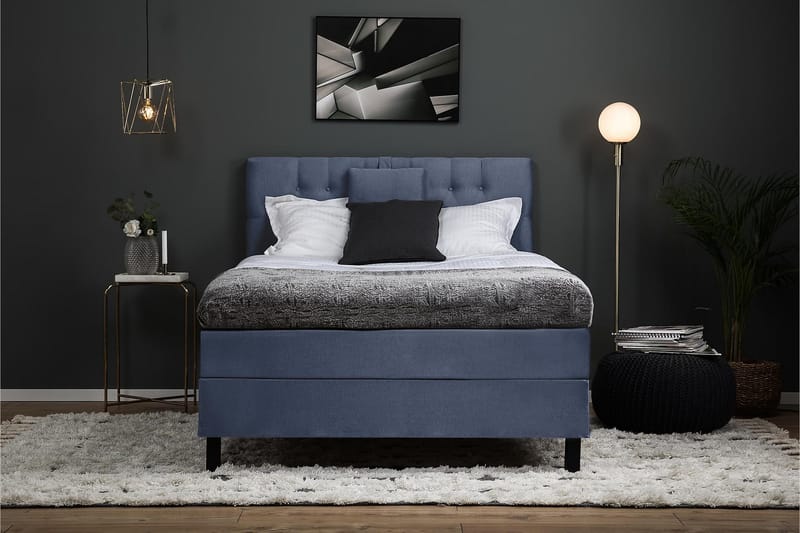 Lucky Komplett Sängpaket 120x200 Polyeter Diamant Sänggavel - Nackkudde Liten Mörkblå - Möbler - Säng - Kontinentalsäng