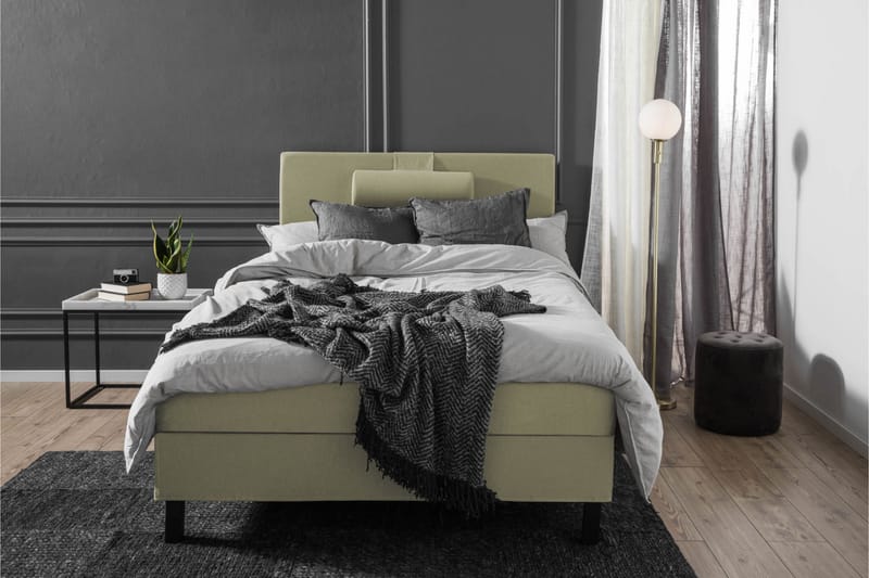 Lucky Komplett Sängpaket 120x200 Polyeter Slät Sänggavel - Nackkudde Stor Grön - Möbler - Säng - Komplett sängpaket