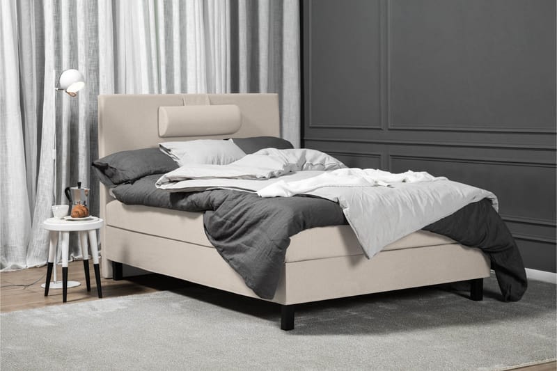 Lucky Komplett Sängpaket 120x200 Polyeter Slät Sänggavel - Nackkudde Stor Beige - Möbler - Säng - Kontinentalsäng