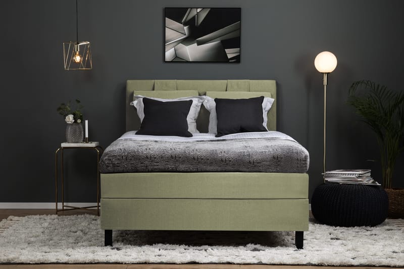 Lucky Komplett Sängpaket 120x200 Polyeter Diamant Sänggavel - Grön - Möbler - Säng - Kontinentalsäng