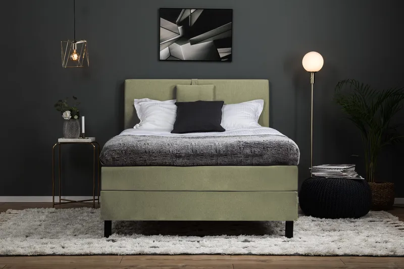 Lucky Komplett Sängpaket 120x200 Polyeter Slät Sänggavel - Nackkudde Liten Grön - Möbler - Säng - Kontinentalsäng