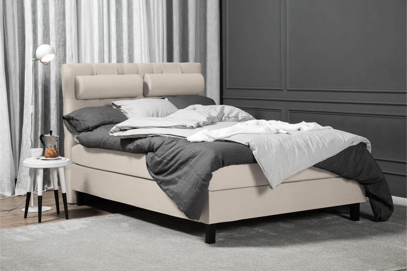 Lucky Komplett Sängpaket 140x200 Latex Diamant Sänggavel - Beige - Möbler - Säng - Komplett sängpaket