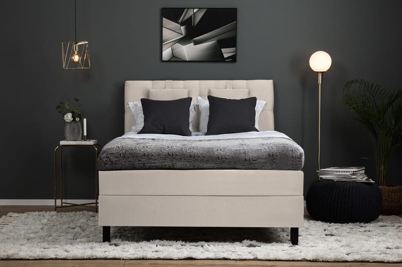 Lucky Komplett Sängpaket 140x200 Memory Diamant Sänggavel - Nackkudde Liten Beige - Möbler - Säng - Komplett sängpaket