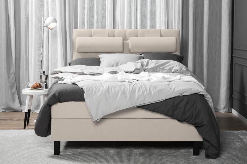 Lucky Komplett Sängpaket 140x200 Skum Diamant Sänggavel - Nackkudde Stor Beige - Möbler - Säng - Kontinentalsäng