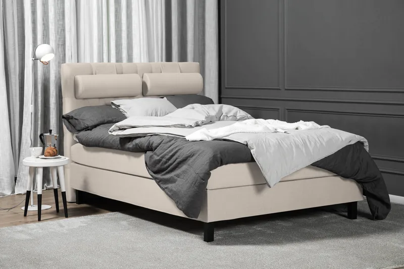 Lucky Komplett Sängpaket 140x200 Skum Diamant Sänggavel - Nackkudde Stor Beige - Möbler - Säng - Kontinentalsäng