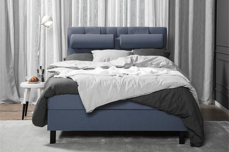 Lucky Komplett Sängpaket 140x200 Skum Diamant Sänggavel - Nackkudde Stor Mörkblå - Möbler - Säng - Kontinentalsäng