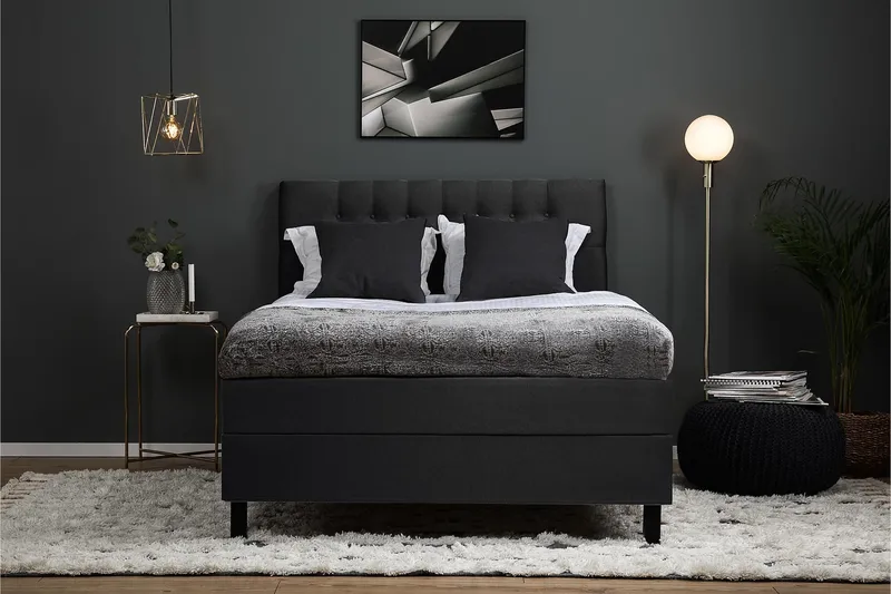 Lucky Komplett Sängpaket 140x200 Polyeter Diamant - Svart / Grå - Möbler - Säng - Kontinentalsäng