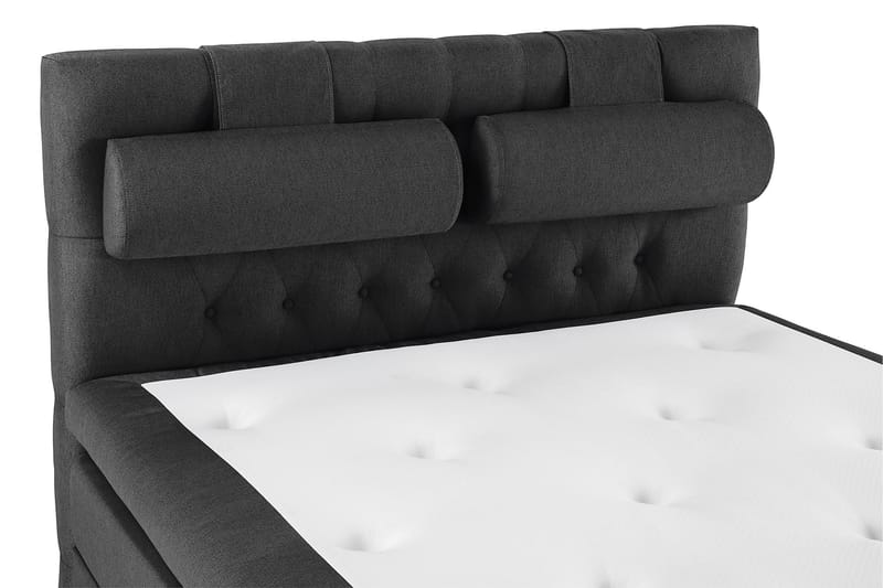 Lucky Komplett Sängpaket 140x200 Polyeter Diamant Sänggavel - Nackkudde Stor Svart/Grå - Möbler - Säng - Komplett sängpaket