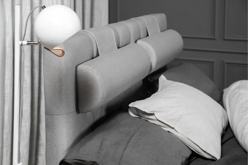 Lucky Komplett Sängpaket 140x200 Polyeter Diamant Sänggavel - Nackkudde Stor Mellangrå - Möbler - Säng - Kontinentalsäng