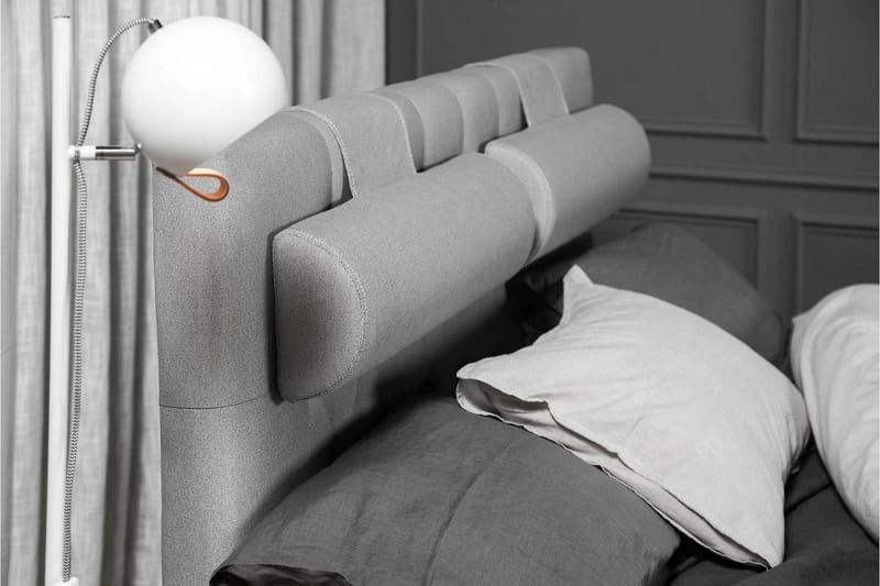 Lucky Komplett Sängpaket 140x200 Polyeter Diamant Sänggavel - Nackkudde Stor Mellangrå - Möbler - Säng - Kontinentalsäng