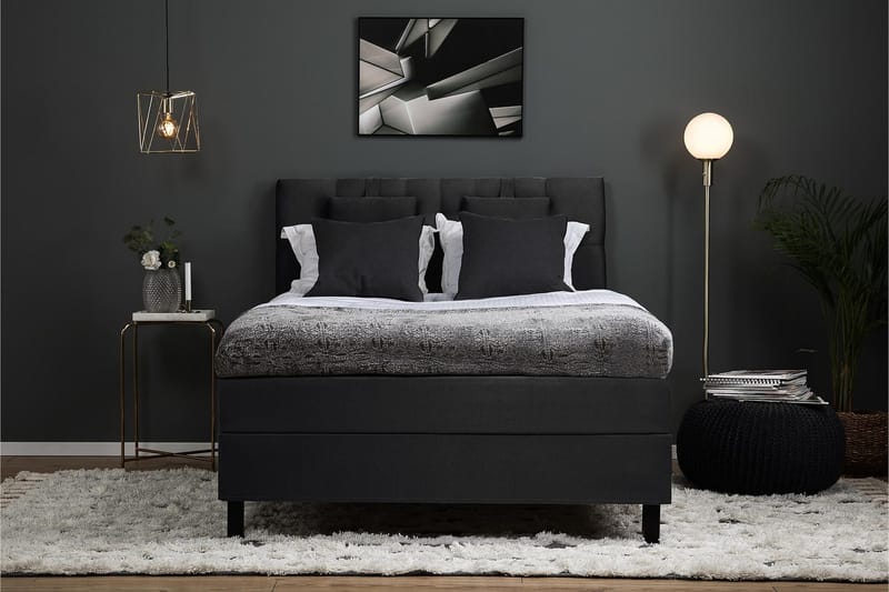 Lucky Komplett Sängpaket 140x200 Polyeter Diamant - Nackkudde Liten Svart/Grå - Möbler - Säng - Kontinentalsäng