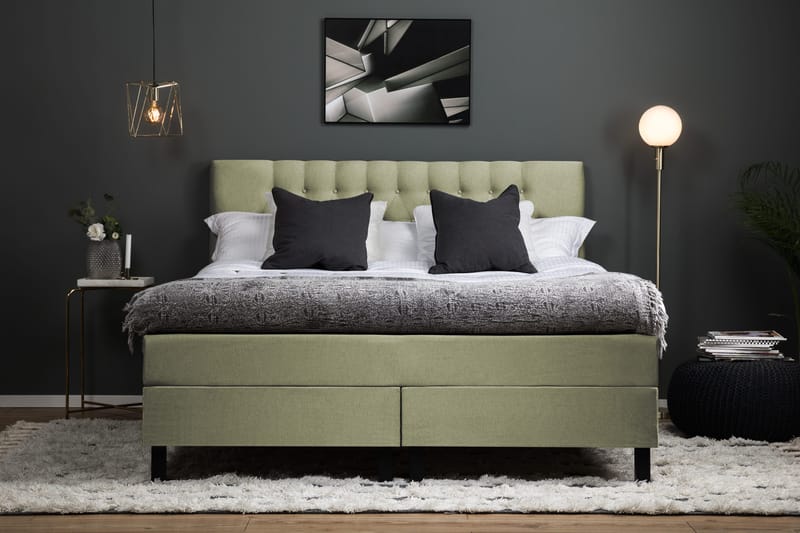Lucky Komplett Sängpaket 160x200 Latex Diamant Sänggavel - Grön - Möbler - Säng - Kontinentalsäng
