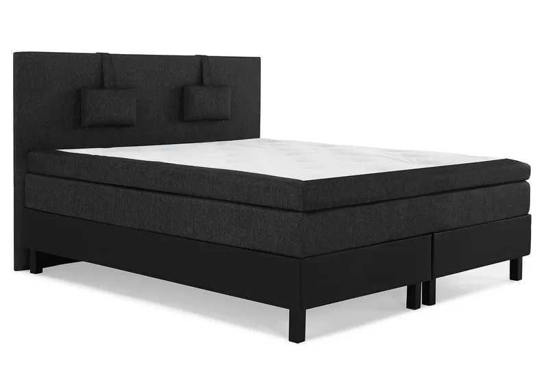 Lucky Komplett Sängpaket 160x200 Latex Slät - Nackkudde Liten Svart/Grå/PU - Möbler - Säng - Kontinentalsäng