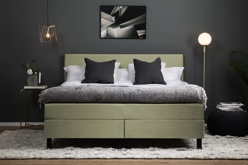 Lucky Komplett Sängpaket 160x200 Latex Slät Sänggavel - Grön - Möbler - Säng - Komplett sängpaket