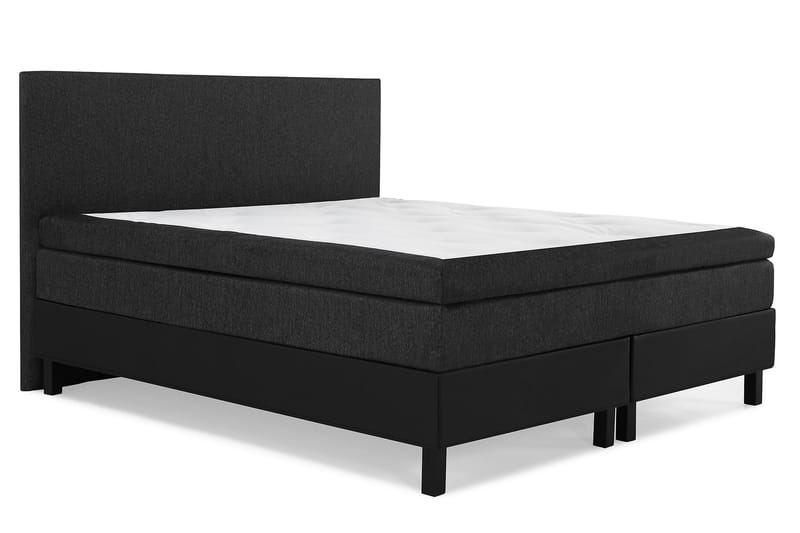 Lucky Komplett Sängpaket 160x200 Latex Slät Sänggavel - Svart/Grå/PU - Möbler - Säng - Komplett sängpaket