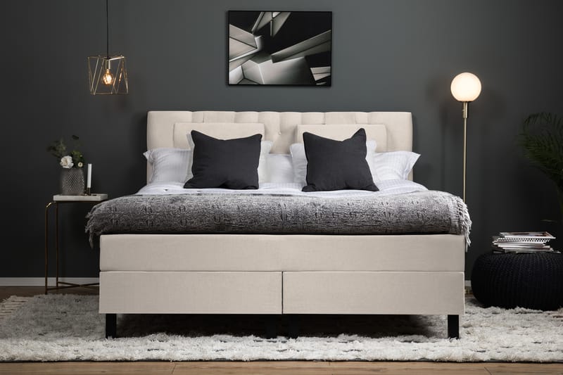Lucky Komplett Sängpaket 160x200 Memory Diamant Sänggavel - Nackkudde Stor Beige - Möbler - Säng - Komplett sängpaket