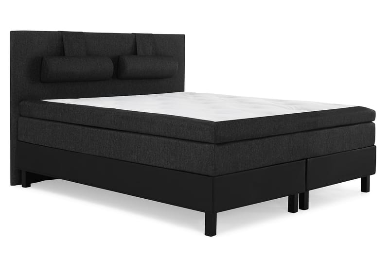 Lucky Komplett Sängpaket 160x200 Memory Slät - Nackkudde Stor Svart/Grå/PU - Möbler - Säng - Komplett sängpaket
