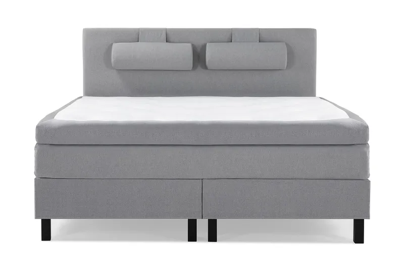 Lucky Komplett Sängpaket 160x200 Memory Slät Sänggavel, Nackkudde Stor Mellangrå