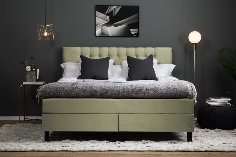 Lucky Komplett Sängpaket 160x200 Skum Diamant Sänggavel - Grön - Möbler - Säng - Komplett sängpaket