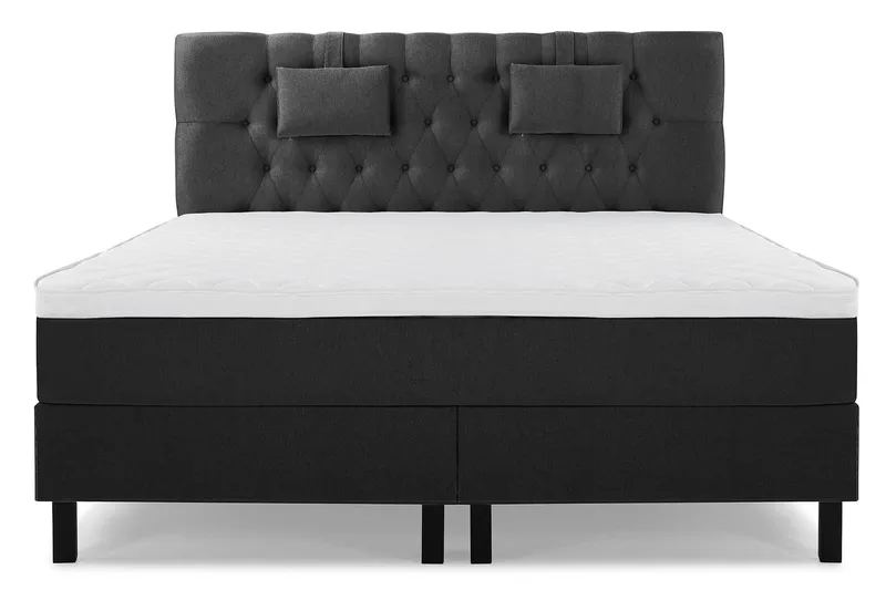 Lucky Komplett Sängpaket 160x200 Skum Diamant Sänggavel - Nackkudde Liten Svart/Grå - Möbler - Säng - Kontinentalsäng